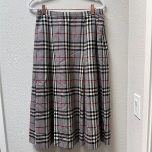Vintage Burberry Blue Label Classic Nova
Check Tartan Pleated Midi Skirt
